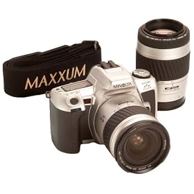 Minolta Maxxum HTsi 35mm SLR Camera Kit w/ 28-80mm & 70-210mm Lenses, Silver