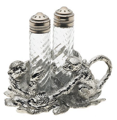 Arthur Court Monkey Salt-and-Pepper Set in Stand