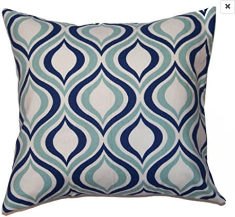 Moroccan Pillow Cover Blue and Aqua 18" Square