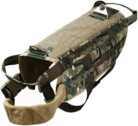 Flyshine 1000D Nylon Adjustable Molle Tactical Dog Training Vest Harness Utility Velcro pouch Accessory Bags