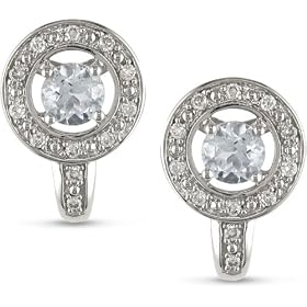 14k Gold Aquamarine and 1 4ct TDW Diamond Earrings by 