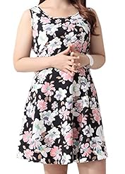 Plus Size Sexy  Floral Print Sleeveless  Ball Gown  Dress