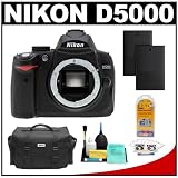 Cheap Nikon D5000 Digital SLR Camera Body with Two (2) Spare EN-EL9 Batteries + Case + LCD Protectors + Cleaning Kit