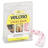 Velcro Sticky-Back Hook and Loop Fastener Tape with Dispenser, 0.75 Inches x 5 Feet Roll, White (90087)