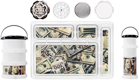 Stax NYC Smokers Set Rolling Tray Grinder Smelly Proof Stackable Container, Clear