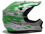 Youth Green Flame Motocross ATV MX Off-road Dirt Bike Helmet DOT (Medium)