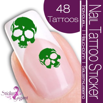 Nail Tattoo Sticker Totenkopf / Sch&auml;del - gr&uuml;n Preisvergleich