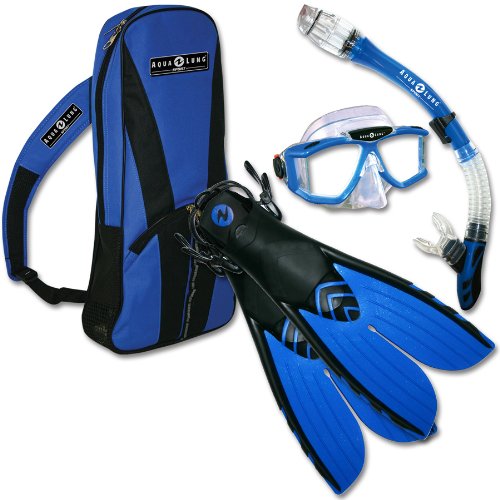 US Divers Sideview Mask, Total Dry Snorkel, Split Fin, w/ Bag, Adult Set (Medium Fin Size 7-10)