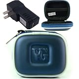 NavyBlue Ultra Slim Hard Shell Bluetooth Carrying Case for Aliph Jawbone and Aliph Jawbone II + USB Wall Charger Adapter