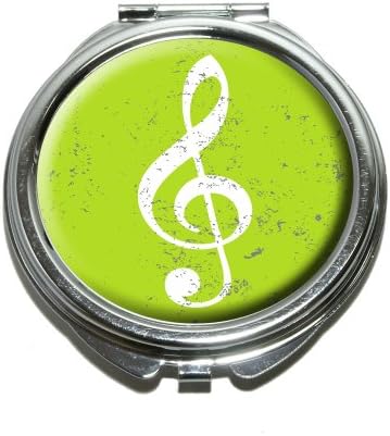 Vintage Treble Clef Music Green Compact Purse Mirror