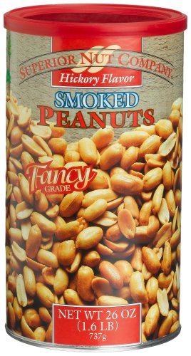Superior Nut Hickory Flavor Smoked Peanuts, 26-Ounce Canisters (Pack of 6)