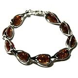 Certified Genuine Honey Amber and Sterling Silver Drop Designer Bracelet