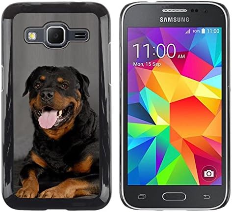 LASTONE PHONE CASE / Slim Protector Hard Shell Cover Case for Samsung Galaxy Core Prime SM-G360 / Rottweiler Portrait Panting Tongue Pink Dog