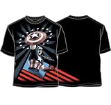  : Captain America COLORS DONT RUN Marvel Comics Adult Black Tee T-shirt