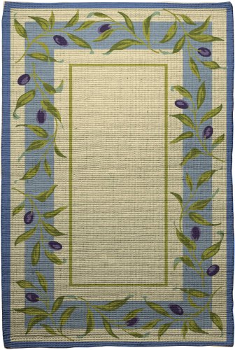 Extra Weave Olives 2-by-3-Foot Printed Jute Rug, Latex Backing
