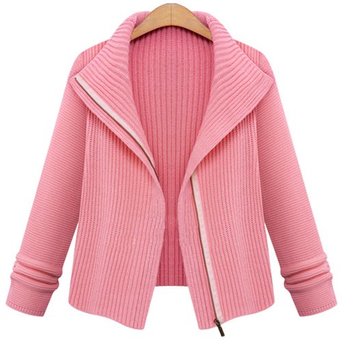 (イイネショップ) eeNeshop ニット ジップアップ ライダース カーディガン