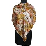IBA Animal Print Satin Blend Scarf Women Wear Shoulder Brown Scarves Head Wrap SIZE - 40