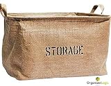 Storage Basket made from Eco-Friendly Jute. Storage Bin is perfect for organizing the Nursery, Beauty Products, Office Supplies, Gift Baskets