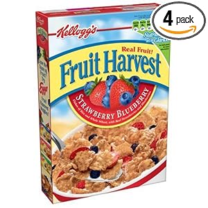 Kellogg's Fruit Harvest Cereal, Strawberry Blueberry, 12.2-Ounce Boxes (Pack of 4)