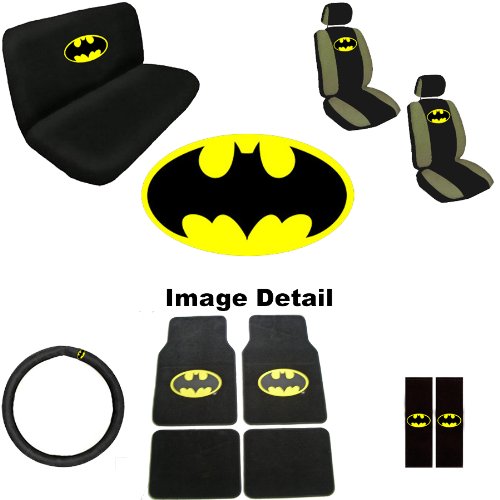 15PC Batman Logo Auto Accessories Interior Combo Kit Gift Set