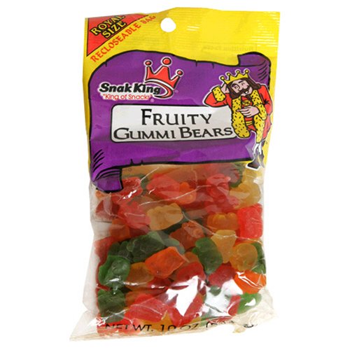 Snak King Fruity Gummi Bears, 10-Ounce Bags (Pack of 24) by Snak King