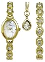 Limit 6418G.27 Ladies Shiny Oval Gold Plated Gift Set