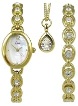 Limit 6418G.27 Ladies Shiny Oval Gold Plated Gift Set