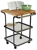 Enclume BC2b Square Baker's Cart Kitchen Furniture, Hammered Steel and Wood
