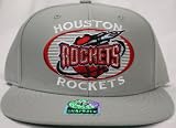 Houston Rockets Snapback Retro Logo Gray Adjustable Plastic Snap Back Hat / Cap