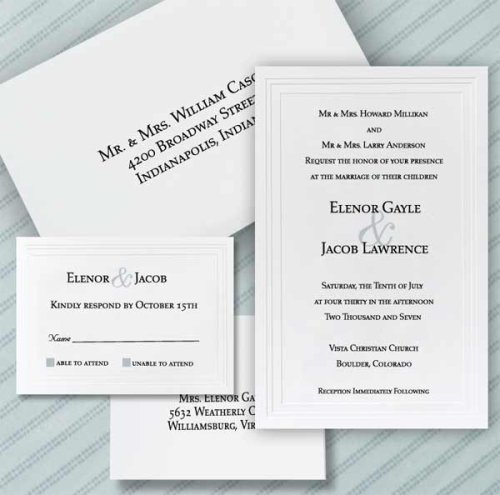 wedding invitation kit, White Multi-level Border Wedding Invitation Kit Set of 50, invitation kit, wedding kit invitation