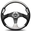 Momo JET35BK0S Jet Silver 350 mm Leather Steering Wheel