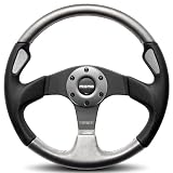Momo JET35BK0S Jet Silver 350 mm Leather Steering Wheel