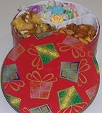 Scott's Cakes Taffy, Pretzel Brittle, and Peanut Butter Pretzel Nuggets Combo in a Christmas Present Tin