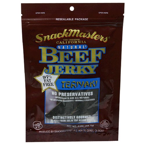SnackMasters Beef Jerky, Teriyaki, 2-Ounce Packages (Pack of 8) by SnackMasters