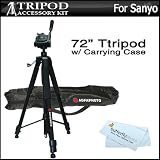 Pro 72" Super Strong Tripod With Deluxe Soft Carrying Case For Sanyo VPC-GH2, VPC-GH4, VPC-FH1A, VPC-TH1, VPC-SH1, VPC-SH1R HD Camcorder