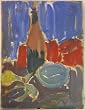 Wine Bottle, Original 1940's Oil Painting on Board By Carmel Art Association Artist Victor Di Gesu - Unframed Artwork