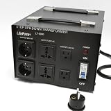 LiteFuze LT-5000 5000 Watt Heavy Duty Voltage Converter Transformer - Step Up/Down 110/120/220/240V - Fully Grounded Cord (Free Euro Plug) - Patented Universal Output Socket - Circuit Breaker Protection