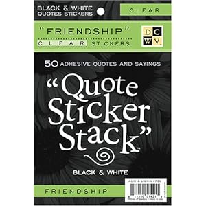 Diecuts With A View Black and White 4-3/8 Inch by 7 Inch 10 Sheets Clear Sticker Quote Stack Friendship