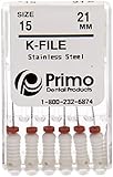 Primo Dental Products EFK211540 K-File, 21 mm, #15/40 Assorted (Pack of 6)