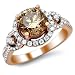 1.92ct Fancy Brown Round Diamond Engagement Ring 14k Rose Pink Gold
