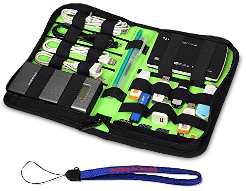 Nylon Fabric Storage Holder/Wallet/Case/Bag/Organizer for USB Flash Drives/Thumb Drives/Pen Drives/Jump Drives & HDD/Power Bank/SD Card/Ipod/Cell Phone W/ Everything But Stromboli (tm) Lanyard