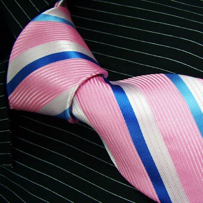 Brand New B. Boss Pink Blue White Striped Silk Mens Neck Tie Zl1091