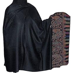 Wrap Shawls Wool Paisley Embroidered Outerwear 80 x 40 inches (psley375)