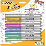 BIC Marking Metallic Permanent Marker Set Fine Tip, Assorted Colors, Set of 8