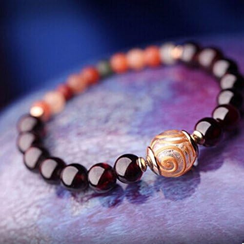Glass bead golden plated China style 17.5CM Natural crystal garnet Bracelet