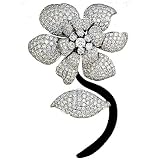 9.28 Ct Round Diamond Flower Brooch 18k White Gold