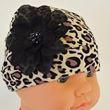 Leopard Print Silk Flower Baby Hat