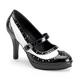 CONTESSA-06, 4" Gangster Shoe Black-White Patent Size 8