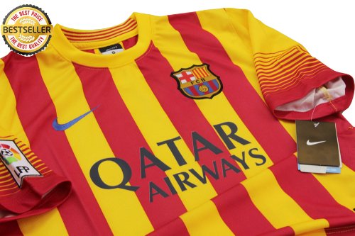 New Blank 13-14 Fc Barcelona Away Football Shirt Plain Soccer Jersey (US Medium)