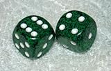 Rare Vintage Green Speckled French Bakelite Dice Pair